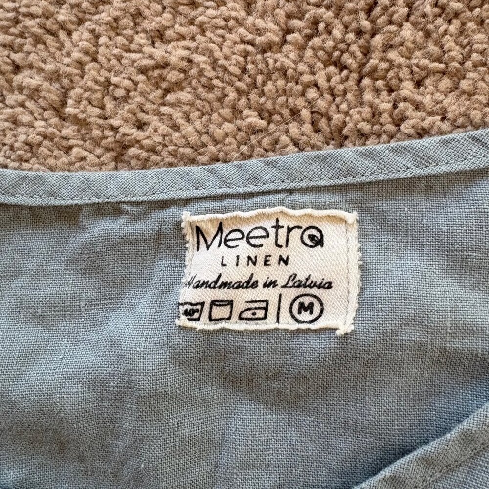 Dusty Aqua Linen Sundress M - Picture 4 of 7